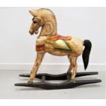CHILDS WOODEN ROCKING HORSE with a painted body, saddle and rockers, 78.5cm high