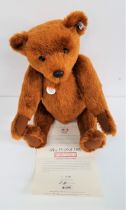 LIMITED EDITION STEIFF TEDDY BEAR 55 PB 1902 REPLICA in reddish brown mohair, number 2188 of 7000,