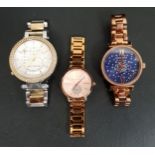 THREE MICHAEL KORS WRISTWATCHES model numbers MK-3971, MK5626 and MK-3839 (3)