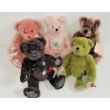 FIVE LIMITED EDITION HERMANN TEDDY BEARS comprising English Rose, number 25 of 250 (40cm high);