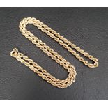 NINE CARAT GOLD ROPE TWIST NECK CHAIN 41.5cm long and approximately 4.2 grams