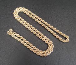 NINE CARAT GOLD ROPE TWIST NECK CHAIN 41.5cm long and approximately 4.2 grams