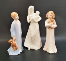 THREE ROYAL WORCESTER FIGURINES FOR COMPTON AND WOODHOUSE comprising two 'And So To Bed' NSPCC