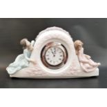 LLADRO TWO SISTERS MANTEL CLOCK numbered 5776, 16cm high