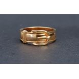 HERMES GILT METAL BUCKLE DESIGN RING the polished band with a buckle motif to the upper section,