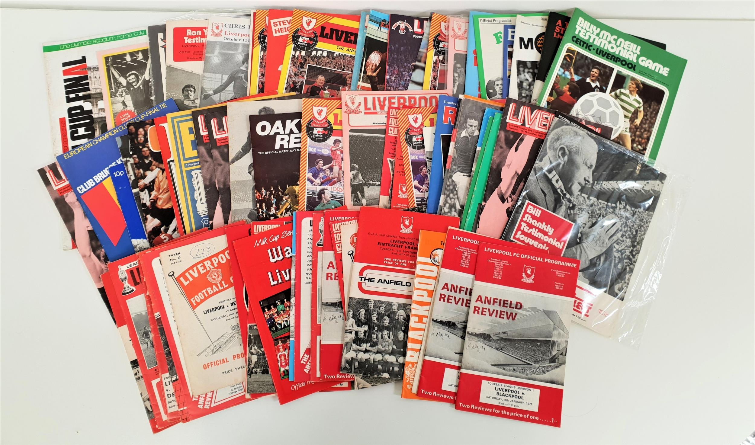 LIVERPOOL FOOTBALL CLUB PROGRAMMES from the 1950s, 1960s, 1970s and 1980s (80)