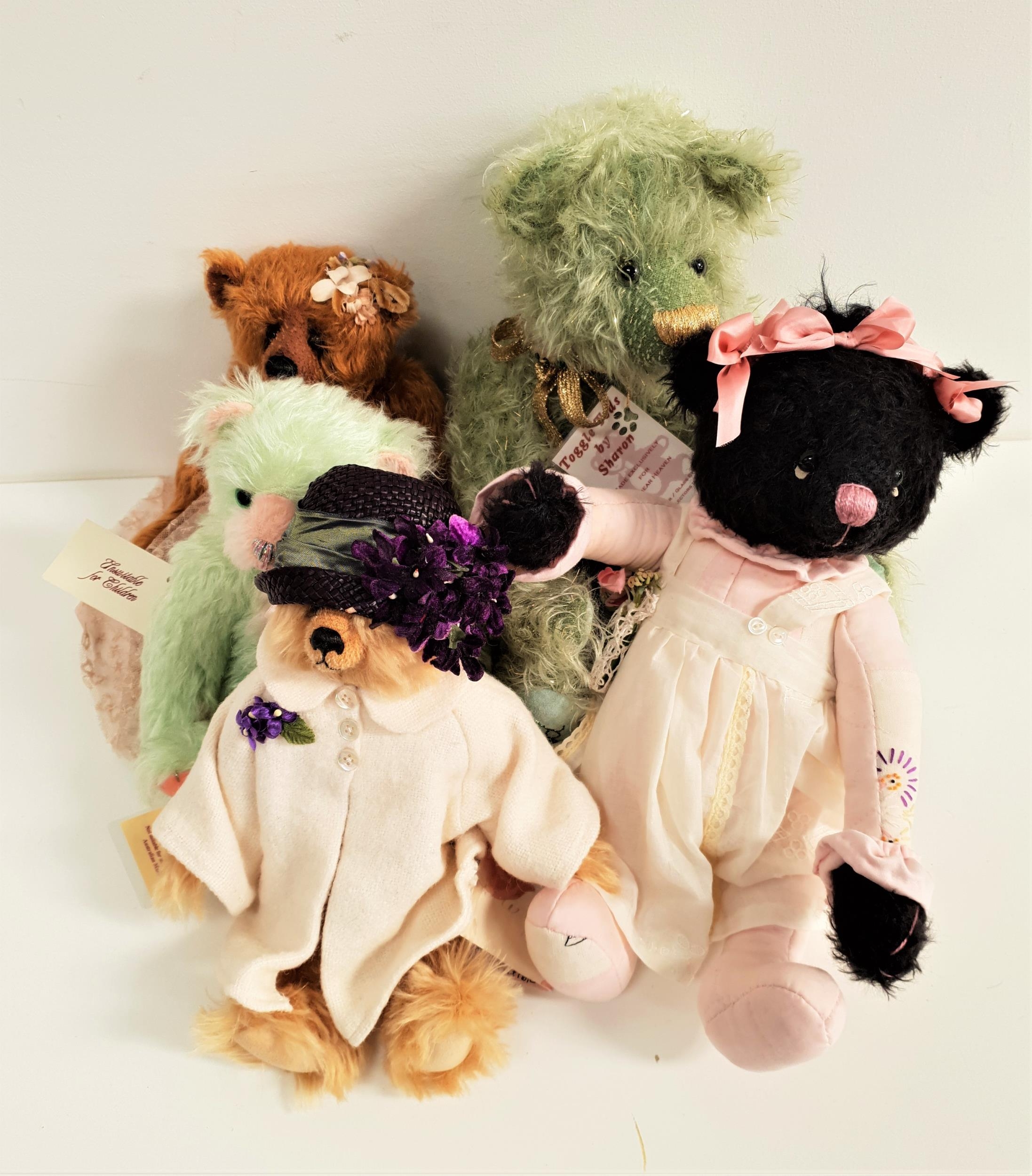 FIVE ORIGINAL ARTIST BEARS comprising two Strawbearies Kathy Harry Bears - Joanna, limited edition