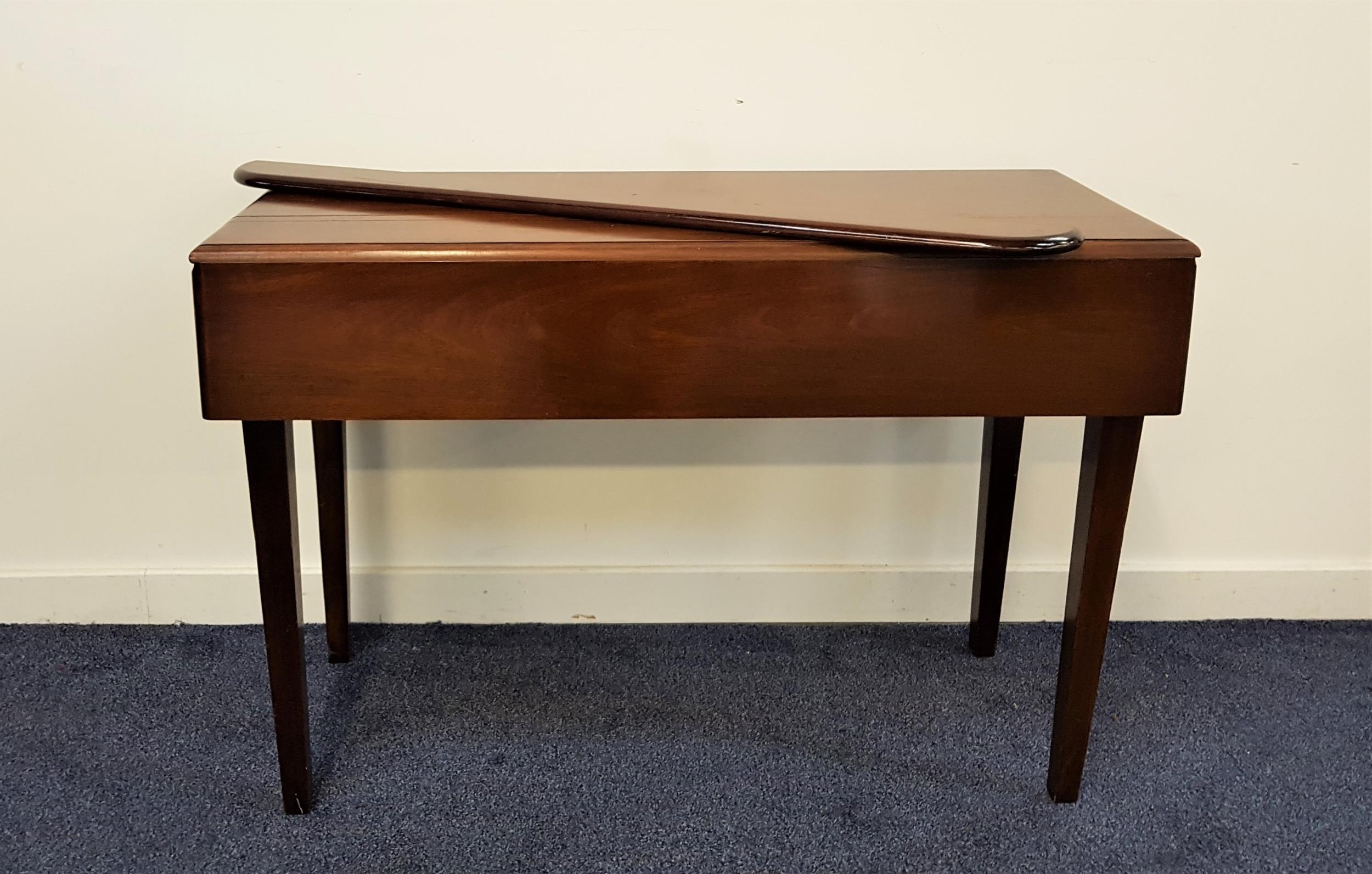 MAHOGANY DROP FLAP TABLE of narrow proportions with shaped drop flaps above a frieze drawer, - Image 2 of 2