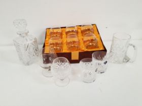 SELECTION OF EDINBURGH CRYSTAL including two whisky tumblers, brandy balloon, decanter and six