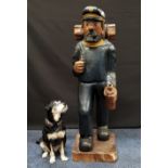 CAPTAIN HADDOCK FROM THE ADVENTURES OF TINTIN a large carved and painted teak figure, depicted