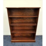 MAHOGANY BOOKCASE with a moulded top above four shelves, standing on a plinth base, 109.5cm x 82cm