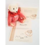 LIMITED EDITION 2006 STEIFF TEDDY BEAR DOLLY in dusty pink and white mohair with satin ruff,
