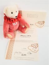 LIMITED EDITION 2006 STEIFF TEDDY BEAR DOLLY in dusty pink and white mohair with satin ruff,