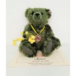 LIMITED EDITION STEIFF SYDNEY AUSTRALIAN BEAR in green mohair and carrying a branch of 'Wattle'