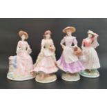 FOUR ROYAL WORCESTER FIGURINES FOR COMPTON & WOODHOUSE comprising The Country Diary of an