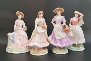 FOUR ROYAL WORCESTER FIGURINES FOR COMPTON & WOODHOUSE comprising The Country Diary of an