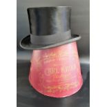 GENTLEMANS BLACK SILK TOP HAT marked to the interior Carl Kruck, Stuttgart, 19.7cm interior