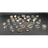 SELECTION OF SILVER AND OTHER RINGS including CZ and other stone set examples, 1 box
