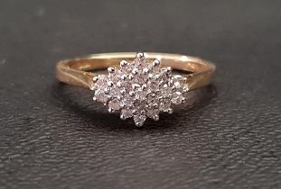 DIAMOND CLUSTER RING the multi diamonds totalling approximately 0.25cts, on nine carat gold shank,