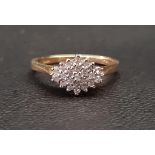 DIAMOND CLUSTER RING the multi diamonds totalling approximately 0.25cts, on nine carat gold shank,
