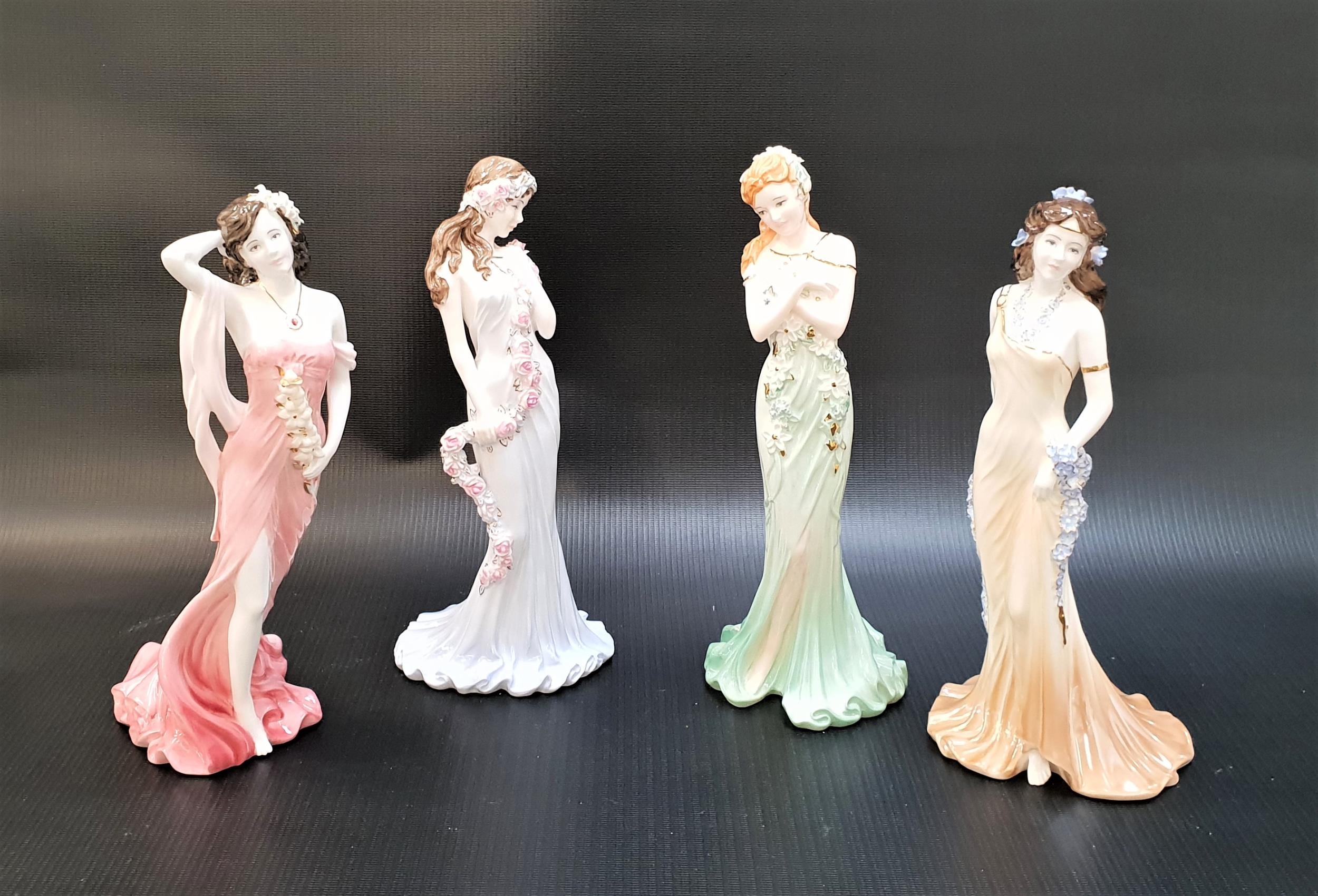 FOUR COALPORT FIGURINES comprising Emerald, limited edition number 96 of 9,500; Ruby, limited