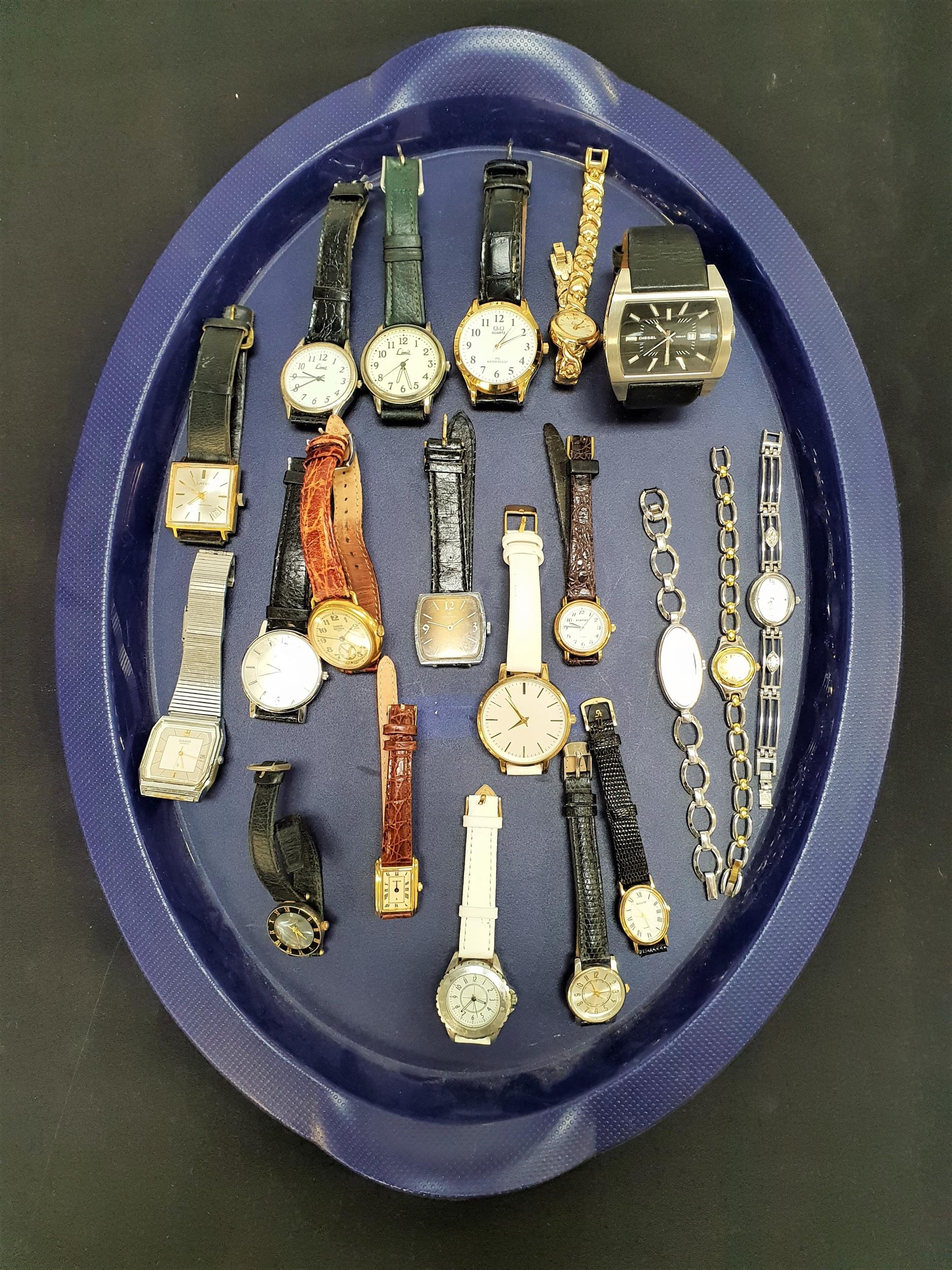 SELECTION OF LADIES AND GENTLEMEN'S WRISTWATCHES including Limit, Q & Q, Diesel, Lator, Geneva,