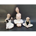 THREE LLADRO BALLERINA FIGURINES comprising First Ovation - number 6998, 26.5cm high; and two
