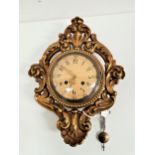 20th CENTURY SWEDISH GILT BRASS CARTEL CLOCK with an eight day movement and a cream circular dial