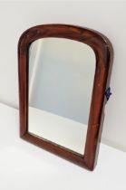 LATE VICTORIAN STAINED PINE MIRROR with an arched frame and plate, previously from a dressing chest,