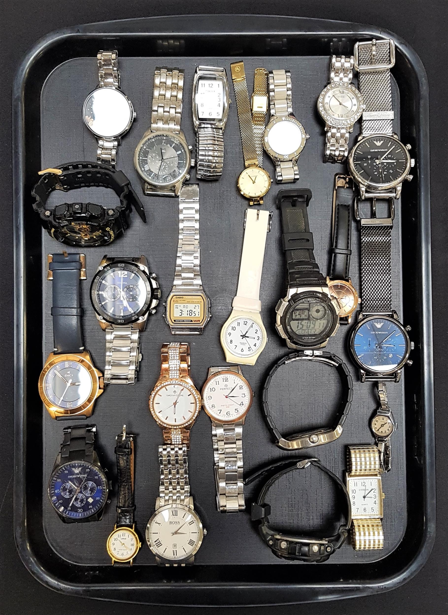 SELECTION OF LADIES AND GENTLEMEN'S WRISTWATCHES including G-Shock, Hugo Boss, Casio, Swatch,