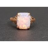 OPAL DRESS RING the cabochon opal on nine carat gold shank, ring size J