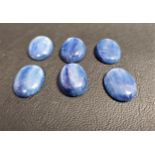 SIX CERTIFIED LOOSE NATURAL KYANITES the oval cabochon gemstones weighing 96.71cts in total, with