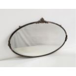 OVAL METAL FRAME WALL MIRROR with a bevelled plate, 69cm wide