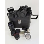 PENTAX ASAI MV1 SLR CAMERA with a Hoya zoom and macro 35-75mm lens, an RMC Tokina 80-200mm lens,