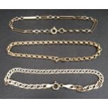 THREE NINE CARAT GOLD CHAIN LINK BRACELETS total weight approximately 6.5 grams