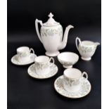 COALPORT COFFEE SET decorated in the Waltz Of The Flowers pattern and comprising a lidded coffee