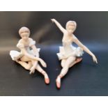 TWO LLADRO BALLERINA FIGURINES both in seated positions, 15cm and 13.8cm high respectively (2)