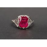 ATTRACTIVE RUBY SINGLE STONE RING the ruby approximately 1.75cts on eighteen carat white gold