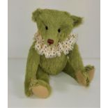 STIER BEARS BY KATHLEEN WALLACE LIMITED EDITION BEAR - APPLE JACK in apple green mohair with jointed