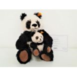 STEIFF CHA CHA PANDA MOTHER AND CUB in black and white mohair, number 1770, exclusively created