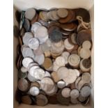 LARGE SELECTION OF BRITISH AND WORLD COINS various dates and denominations, 1 box