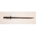 WWI 1907 PATTERN BAYONET with a 43cm fullered steel blade marked with the broad arrow and 1907