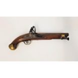 .650 CALIBRE TOWER YEOMANRY FLINTLOCK PISTOL with a 23cm long barrel stamped with proof marks, the
