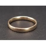 FOURTEEN CARAT GOLD PLAIN WEDDING BAND ring size S-T and approximately 3.2 grams