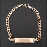 FOURTEEN CARAT GOLD CURB LINK IDENTITY BRACELET approximately 3.2 grams and 15.5cm long