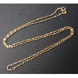 EIGHTEEN CARAT GOLD BEAD AND BAR CHAIN with spring ring clasp, approximately 4.6 grams and 50.5cm