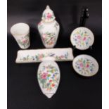 SELECTION OF AYNSLEY PEMBROKE CHINA including a pen tray, tapering cup, shaped wall pocket and a