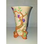 CLARICE CLIFF VASE decorated in the cherry tree pattern, 16cm high