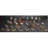 SELECTION OF SILVER AND OTHER RINGS including large statement rings, stone set rings and enamel