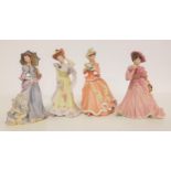 FOUR WEDGWOOD FIGURINES comprising Georgina, 23cm high, Abigail, 22cm high, Harriet, 20cm high and